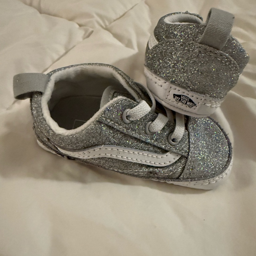 Vans Silver Glitter Sneakers with Cushioned Collar